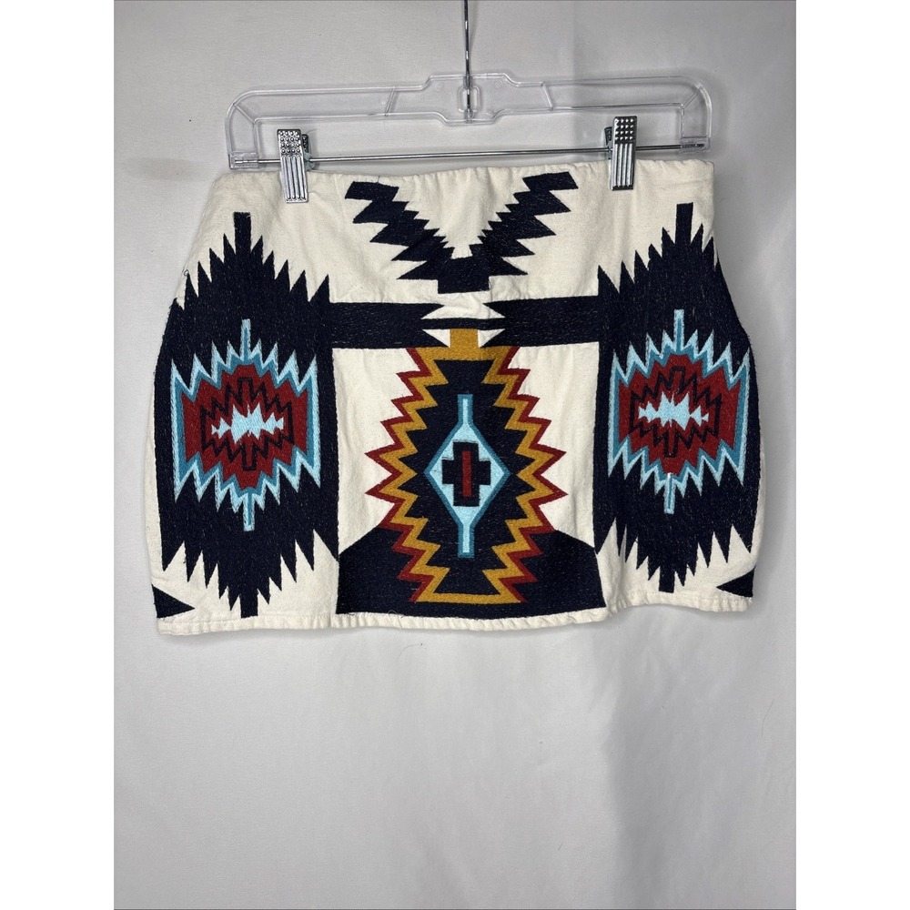 Zara Trafaluc TRF Embroidered Mini Skirt Southwestern Aztec Boho Geometric Small